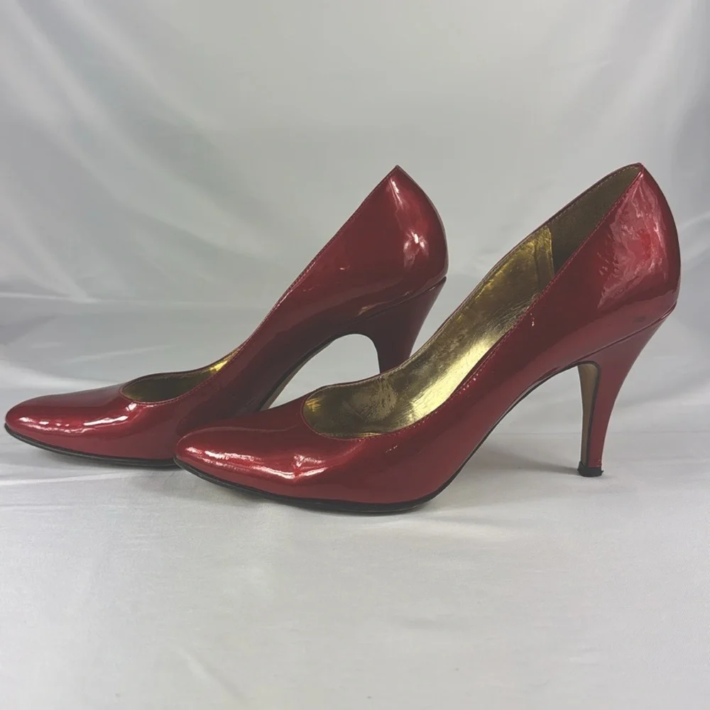 ANTONIO MELANI Red Leather High Heels Size 7M - Picture 4 of 7